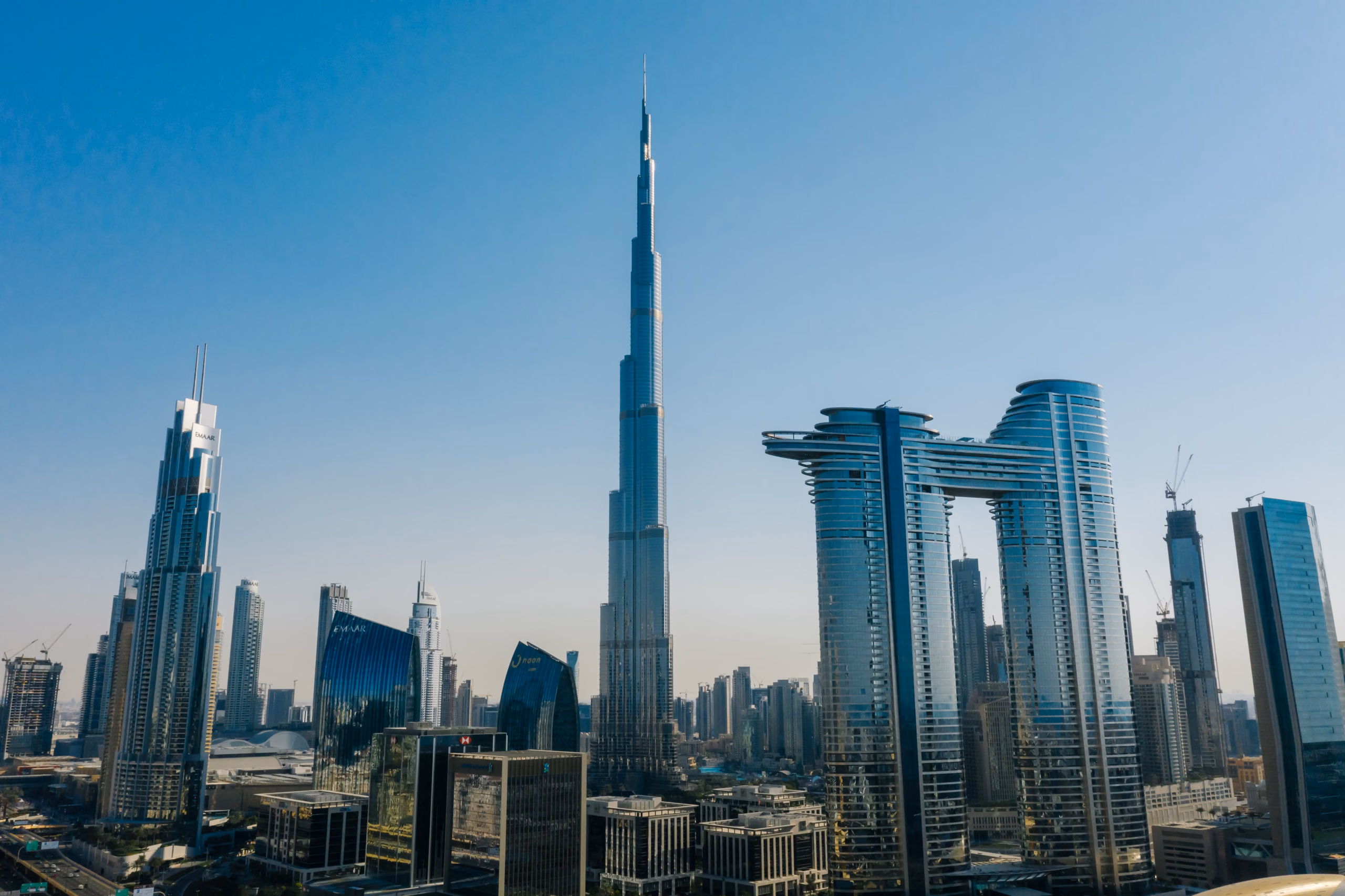 Burj Khalifa rising above the Dubai skyline