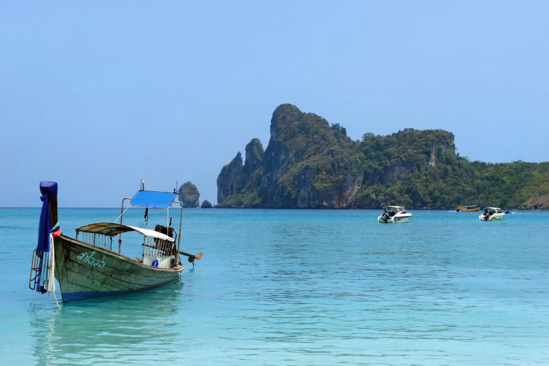 Longtail boats off the Krabi islands
