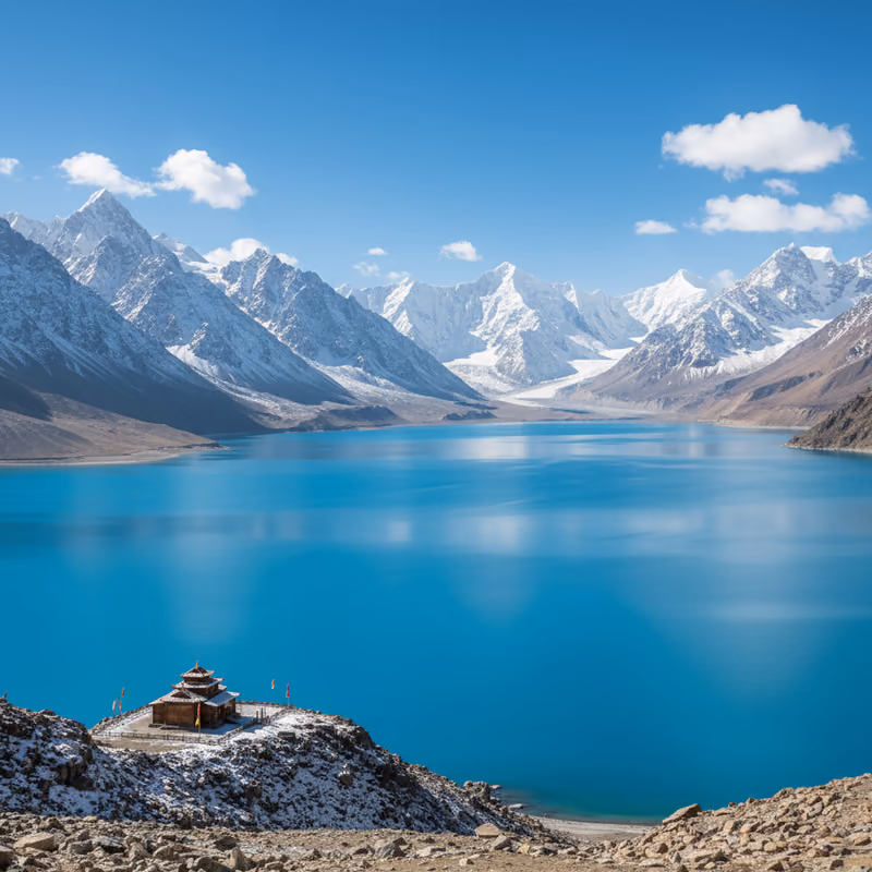A monastery above the bare mountains of Ladakh