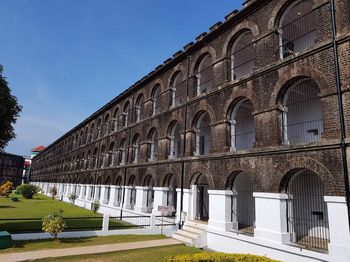 The long arched brick wings of Cellular Jail in Port Blair